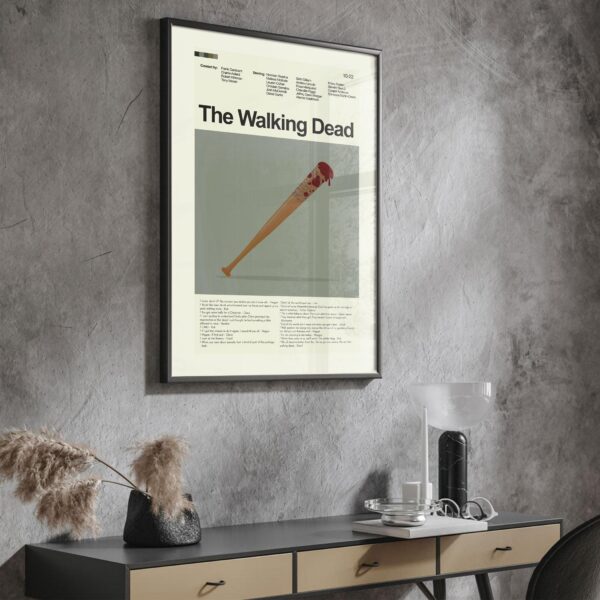 Mid-century modern poster of a house inspired by The Walking Dead movie
