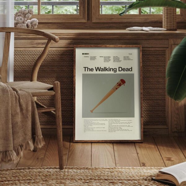 Mid-century modern poster of a house inspired by The Walking Dead movie
