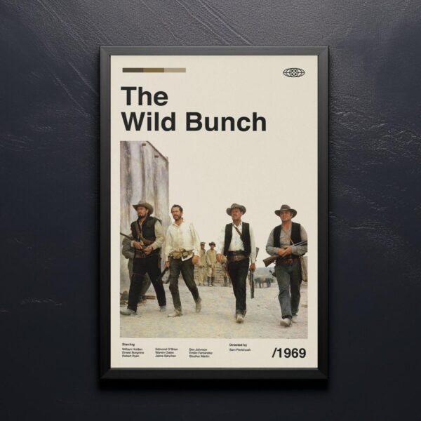The Wild Bunch mid-century poster art for vintage wall decor
