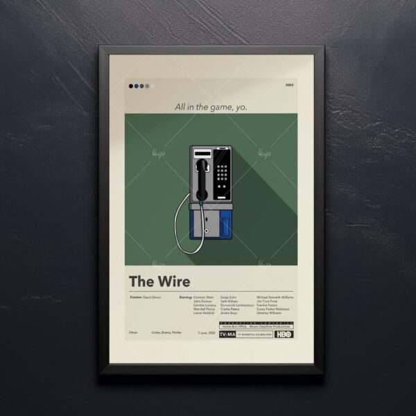 Mid-century modern style poster of The Wire movie with minimalist design