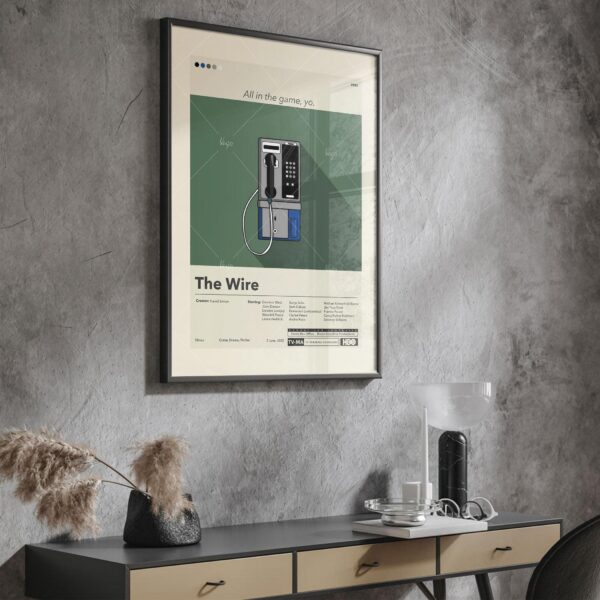 Mid-century modern style poster of The Wire movie with minimalist design
