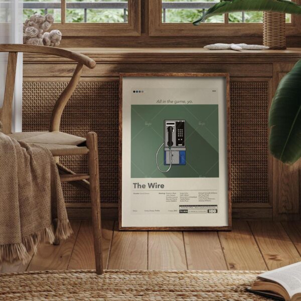 Mid-century modern style poster of The Wire movie with minimalist design