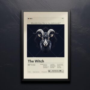 Mid-century modern style poster of The Witch movie from mid 20th century