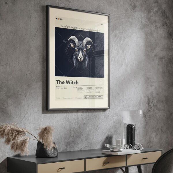 Mid-century modern style poster of The Witch movie from mid 20th century