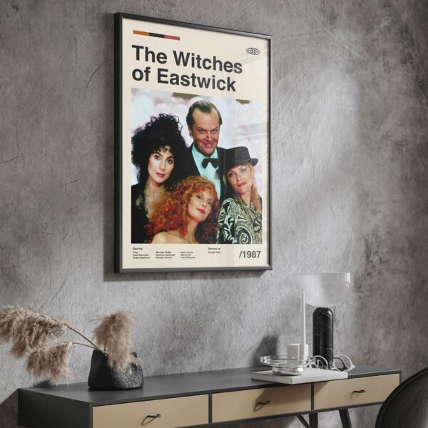 Mid-century poster of The Witches of Eastwick, retro artwork