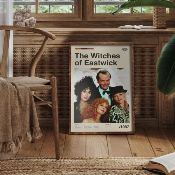 Mid-century poster of The Witches of Eastwick, retro artwork