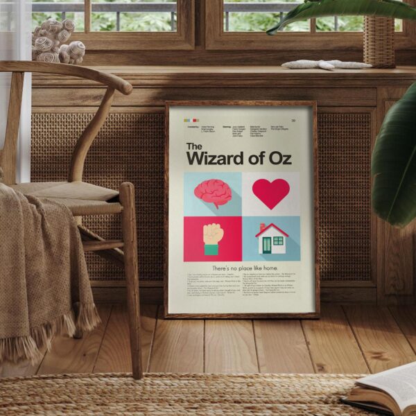 Mid-century modern poster of The Wizard of Oz movie artwork