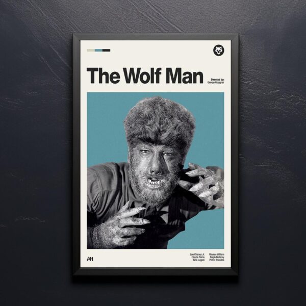 The Wolf Man mid-century poster, retro artwork print