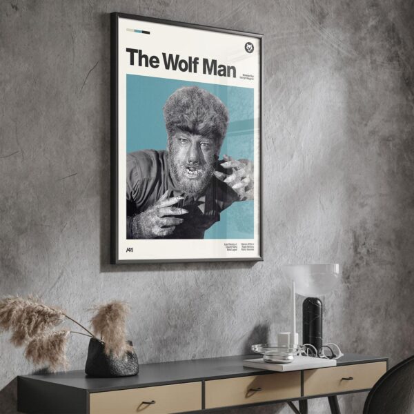 The Wolf Man mid-century poster, retro artwork print