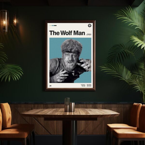 The Wolf Man mid-century poster, retro artwork print