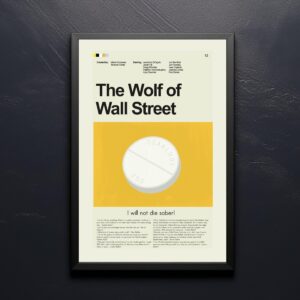 Mid-century modern style poster of The Wolf of Wall Street movie