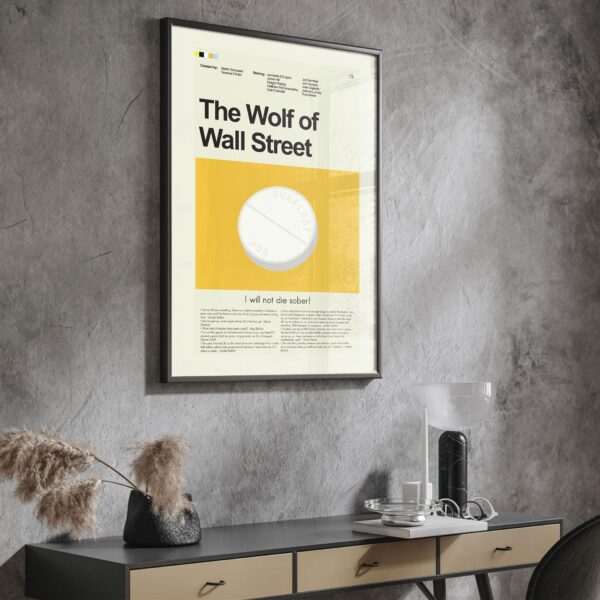 Mid-century modern style poster of The Wolf of Wall Street movie