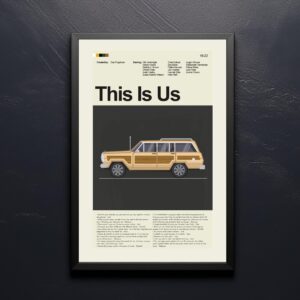 Mid-century modern poster of This Is Us movie with stylish house illustration