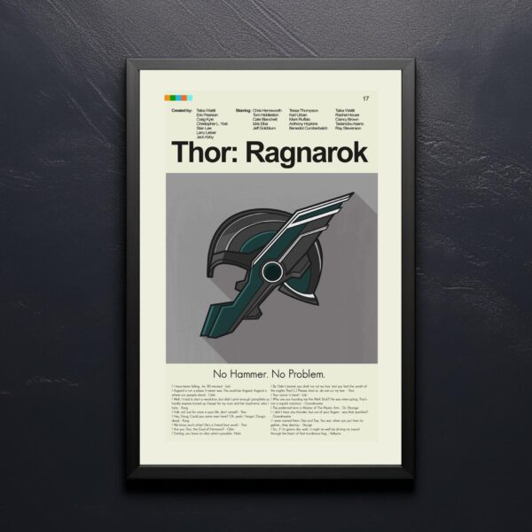 Mid-century modern style Thor: Ragnarok movie poster art