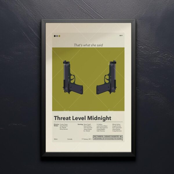 Mid-century modern poster of Threat Level Midnight The Movie movie