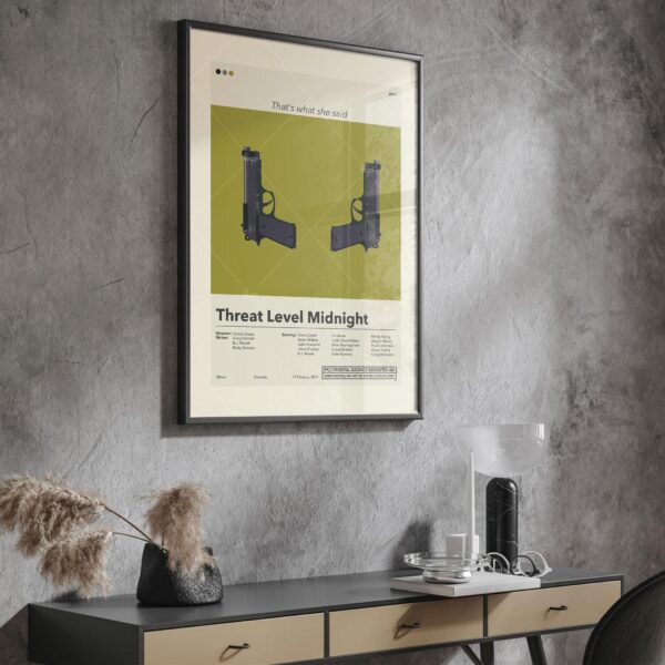 Mid-century modern poster of Threat Level Midnight The Movie movie