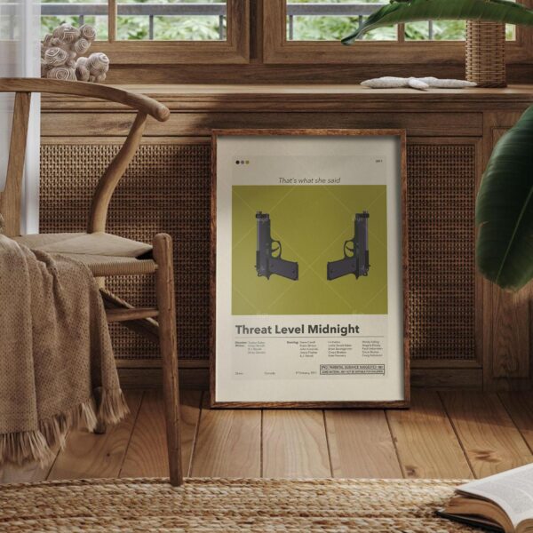 Mid-century modern poster of Threat Level Midnight The Movie movie
