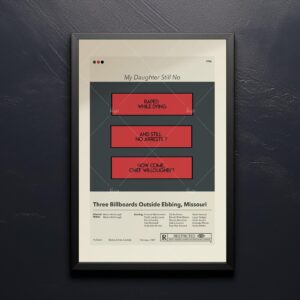 Mid-century modern poster of Three Billboards Outside Ebbing, Missouri movie art
