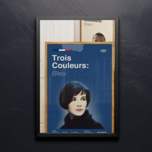 Vintage mid-century modern Three Colors blue movie poster design