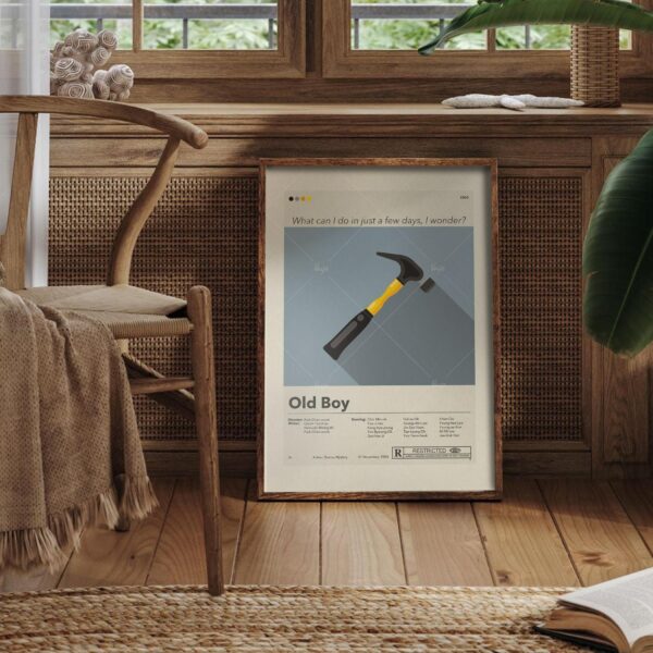 Large mid-century modern poster of Three Old Boys movie artwork