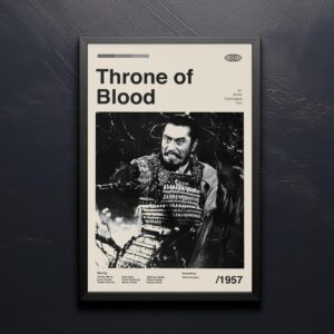 Mid-century modern Throne of Blood movie poster design with minimalist style