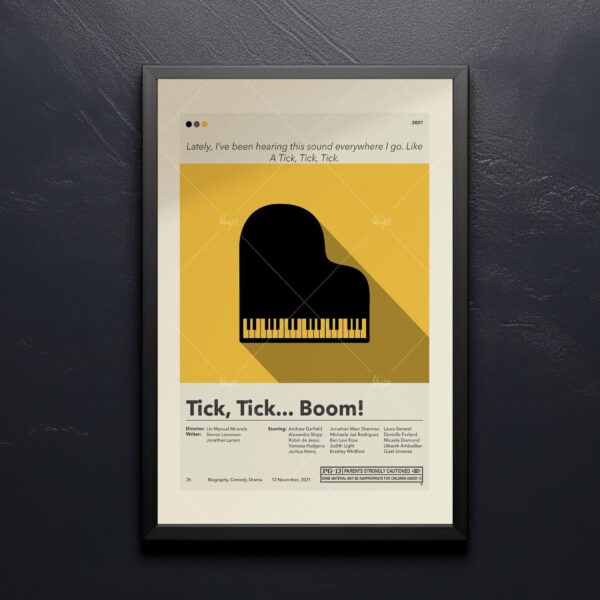 Mid-century modern poster of tick, tick... BOOM! movie artwork