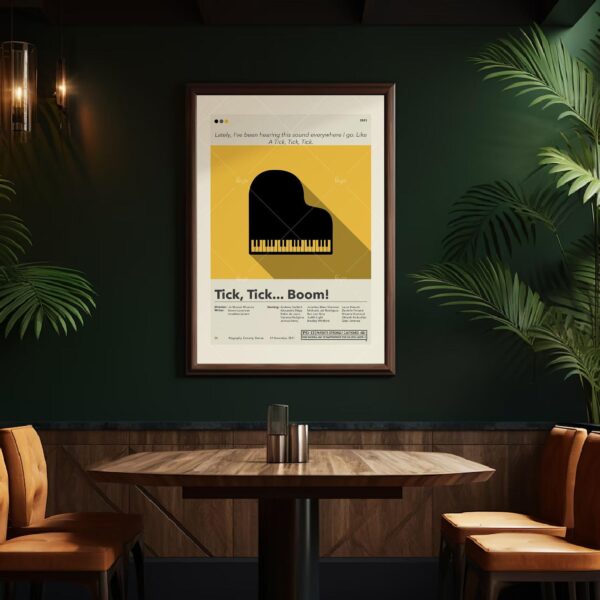 Mid-century modern poster of tick, tick... BOOM! movie artwork