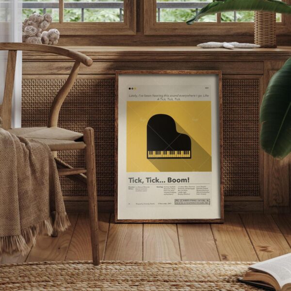 Mid-century modern poster of tick, tick... BOOM! movie artwork