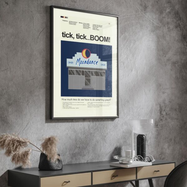 Mid-century modern tick, tick... BOOM! movie wall poster