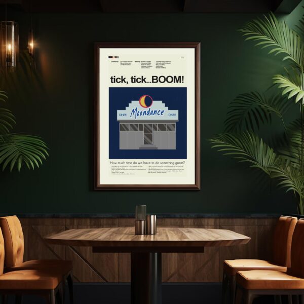 Mid-century modern tick, tick... BOOM! movie wall poster