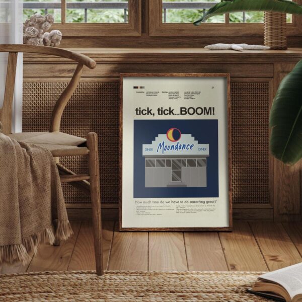 Mid-century modern tick, tick... BOOM! movie wall poster