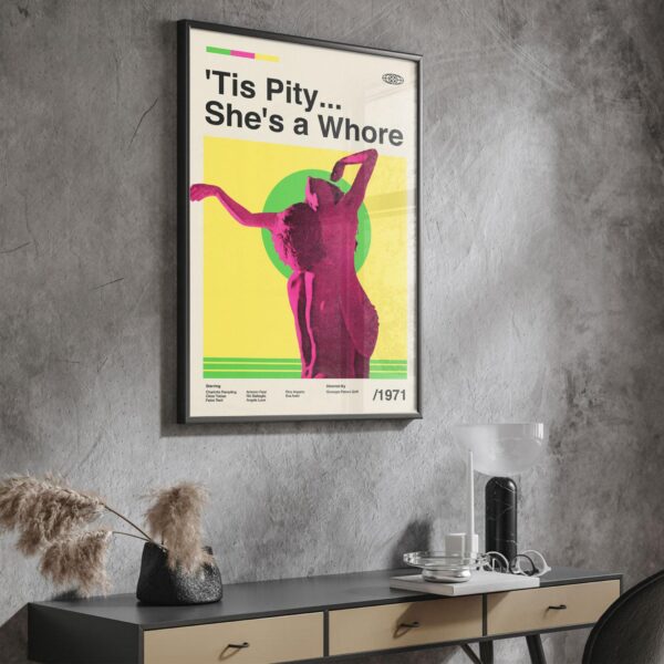 Mid-century modern movie poster for Tis Pity She's a Whore by 20th Century Studios
