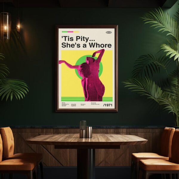 Mid-century modern movie poster for Tis Pity She's a Whore by 20th Century Studios