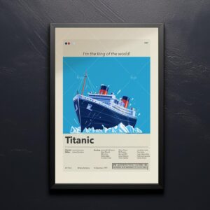 Mid-century modern graphic poster of the Titanic movie poster