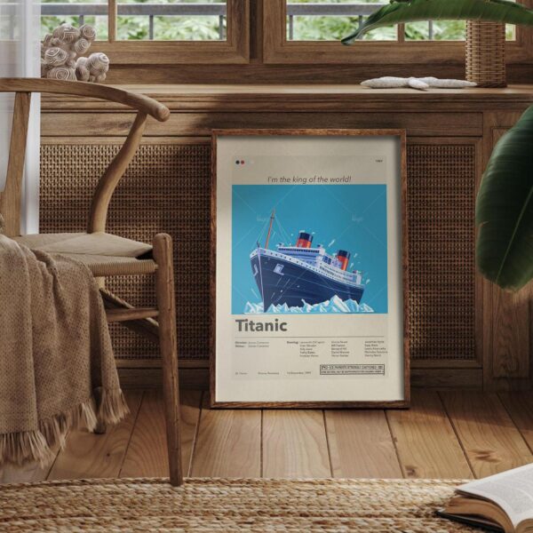 Mid-century modern graphic poster of the Titanic movie poster