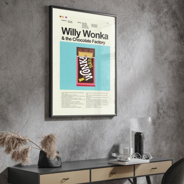 Mid-century modern Tom and Jerry Willy Wonka movie poster wall art