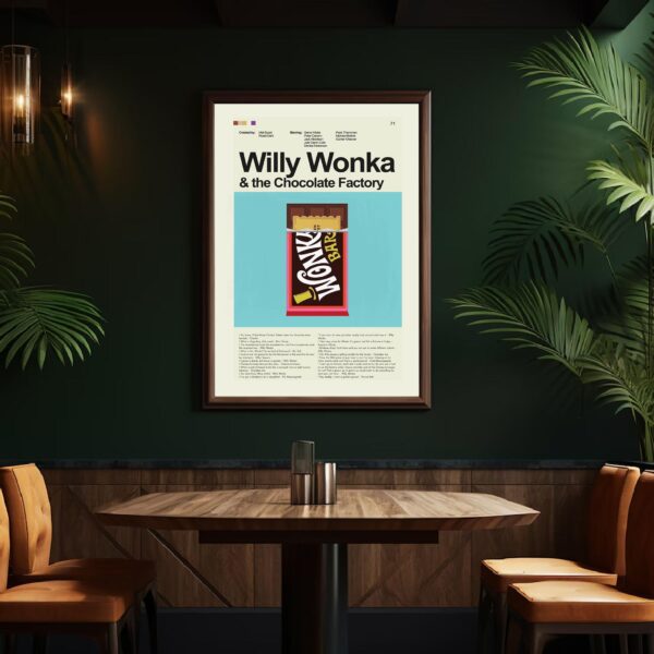 Mid-century modern Tom and Jerry Willy Wonka movie poster wall art