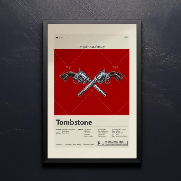 Mid-century modern Tombstone movie poster with vintage western design