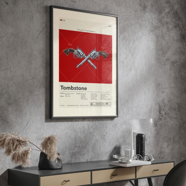 Mid-century modern Tombstone movie poster with vintage western design