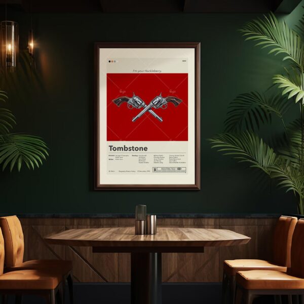 Mid-century modern Tombstone movie poster with vintage western design