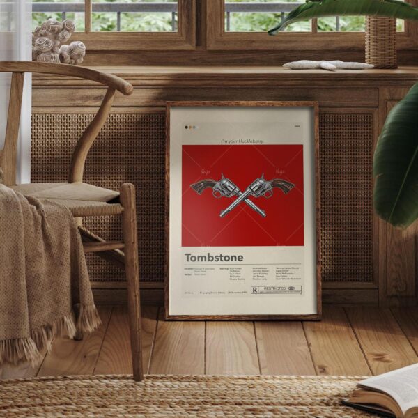 Mid-century modern Tombstone movie poster with vintage western design