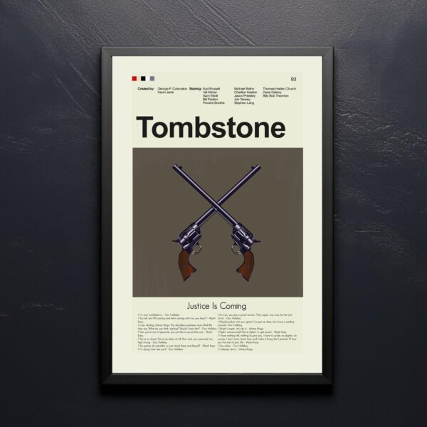 Mid-century modern style Tombstone movie poster with retro design