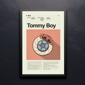 Tommy Boy movie poster styled in mid-century modern design from 20th century