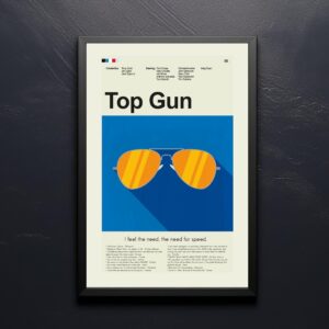 Mid-century modern style Top Gun movie poster with house illustration