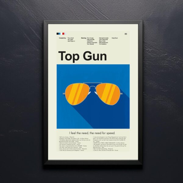 Mid-century modern style Top Gun movie poster with house illustration