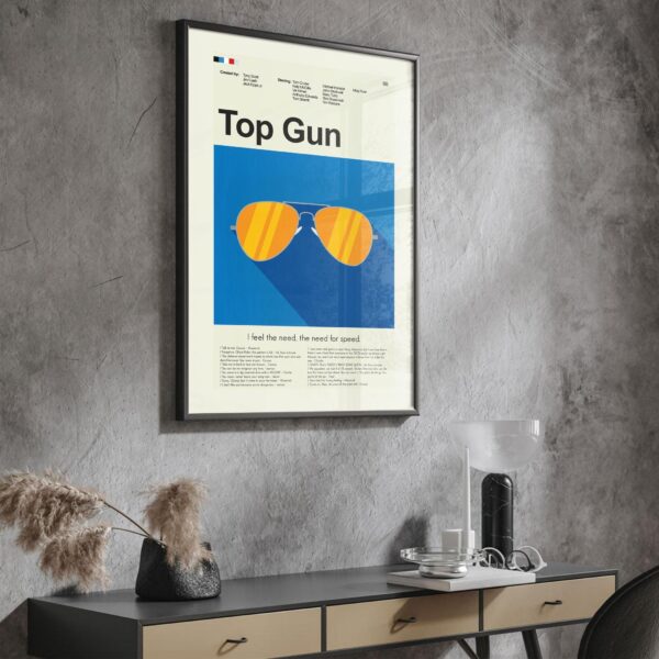 Mid-century modern style Top Gun movie poster with house illustration