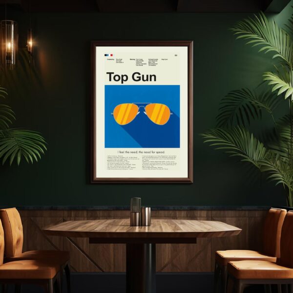 Mid-century modern style Top Gun movie poster with house illustration