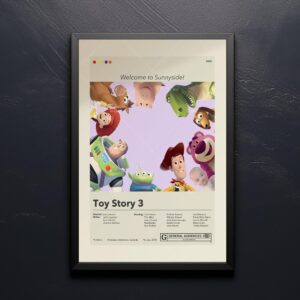 Toy Story 3 mid-century modern style movie poster design