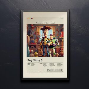 Mid-century modern style Toy Story 3 movie poster with house design
