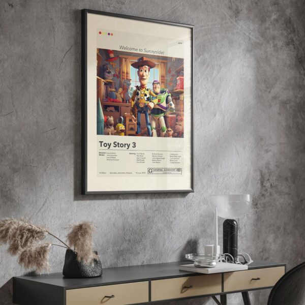 Mid-century modern style Toy Story 3 movie poster with house design